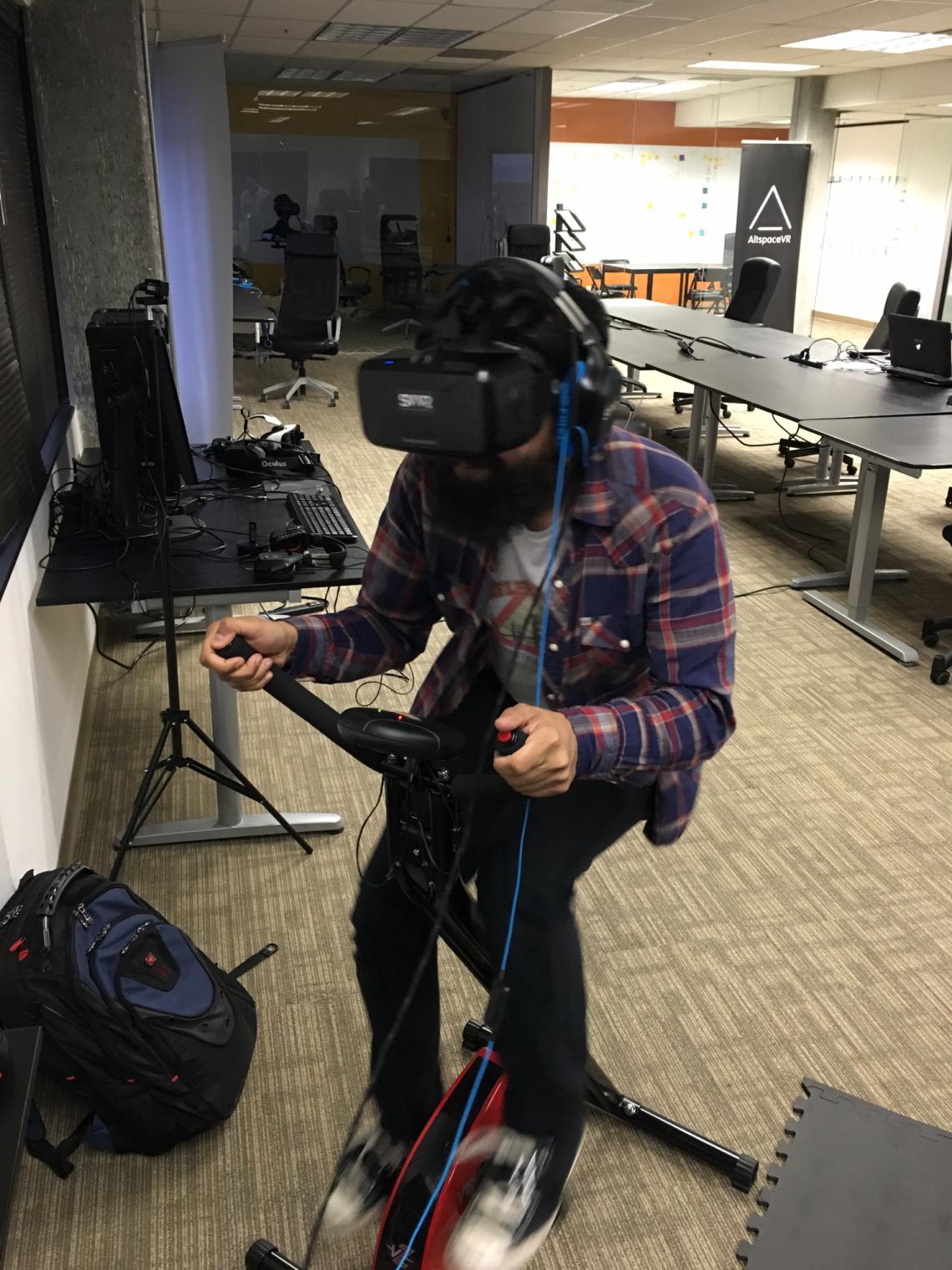 Manish demoing the virZoom at SVVR.