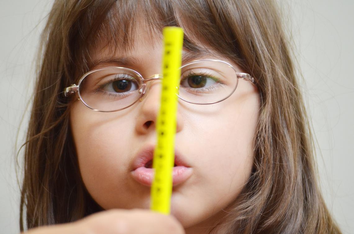 little girl fixating on a target